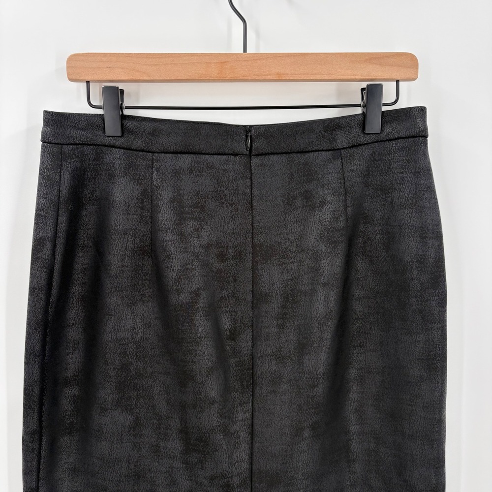 Ronen Chen Black Textured Faux Leather Pencil Skirt US 2 Made in Israel - Picture 3 of 7